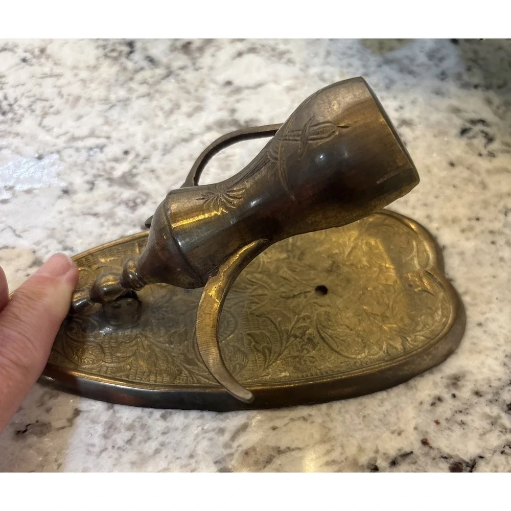 VTG Mid-Century Solid Brass Floral Moroccan‎ Pitcher Carafe Design Door Knocker